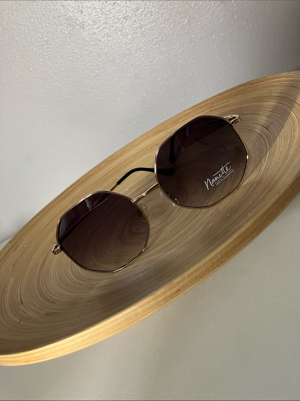NWT- Nannette Gold Frame Sunglasses with Brown Lenses